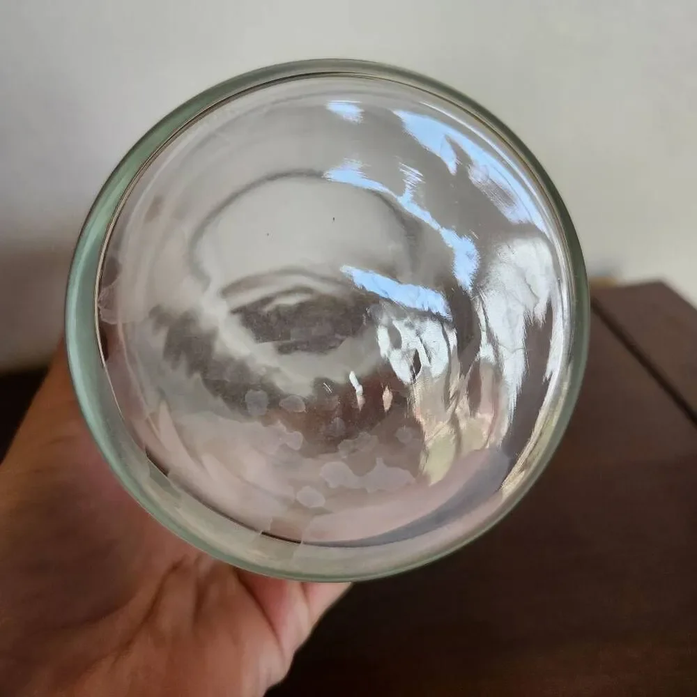 Clear glass fluted bottle farmhouse decor kitchen liquid food storage vase